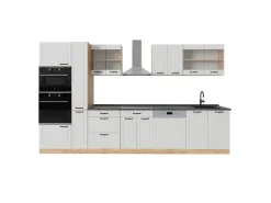 Einbauküchen<Vicco R-Line Küchenzeile Weiß Landhaus/Goldkraft Eiche 350 cm AP Anthrazit ohne E-Geräte Weiß Struktur