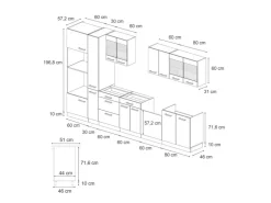 Einbauküchen<Vicco R-Line Küchenzeile Weiß Landhaus/Goldkraft Eiche 350 cm AP Anthrazit ohne E-Geräte Weiß Struktur
