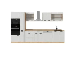 New Vicco R-Line Küchenzeile Weiß Landhaus/Goldkraft Eiche 350 cm AP Eiche ohne E-Geräte Weiß Struktur