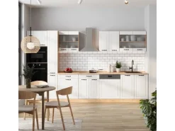 New Vicco R-Line Küchenzeile Weiß Landhaus/Goldkraft Eiche 350 cm AP Eiche ohne E-Geräte Weiß Struktur