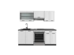 Hot Vicco R-Line Küchenzeile Weiß Landhaus/Anthrazit 200 cm ohne Arbeitsplatte ohne E-Geräte Weiß Strukturiert