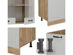 Online Vicco R-Line Küchenzeile Weiß Landhaus/Goldkraft Eiche 300 cm mit HochschrankAP Anthrazit ohne E-Geräte Küchenrückwände|Einbauküchen