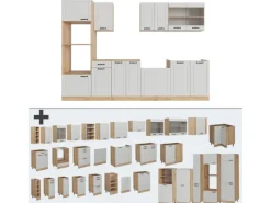 Online Vicco R-Line Küchenzeile Weiß Landhaus/Goldkraft Eiche 300 cm mit HochschrankAP Anthrazit ohne E-Geräte Küchenrückwände|Einbauküchen