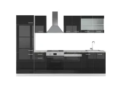 Online Vicco R-Line Küche 300 cm AP Marmor ohne E-Geräte Schwarz Hochglanz