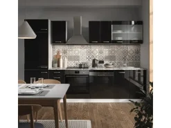 Online Vicco R-Line Küche 300 cm AP Marmor ohne E-Geräte Schwarz Hochglanz