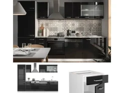 Vicco R-Line Küche /Weiß 300 cm AP Anthrazit ohne E-Geräte Küchenschränke|Einbauküchen