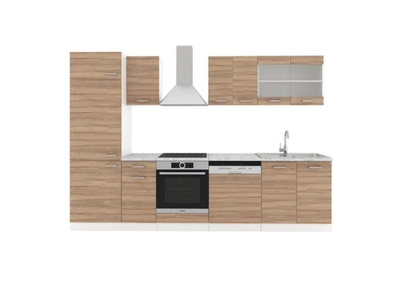 Vicco R-Line Küche Sonoma 300 cm AP Marmor ohne E-Geräte Einbauküchen