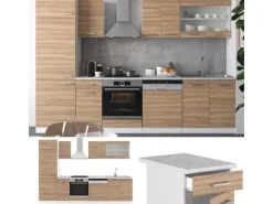 Vicco R-Line Küche Sonoma 300 cm AP Marmor ohne E-Geräte Einbauküchen