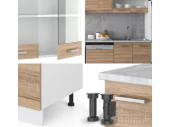 Vicco R-Line Küche Sonoma 300 cm AP Marmor ohne E-Geräte Einbauküchen