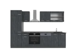 New Vicco R-Line KomplettKüche Schwarz Beton/Anthrazit 300 cm AP Anthrazit ohne E-Geräte Einbauküchen