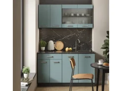 Single-Küchen|Miniküchen<Vicco R-Line Mini-Küche Blau-Grau/Anthrazit 140 cm ohne Arbeitsplatte ohne E-Geräte Blaugrau