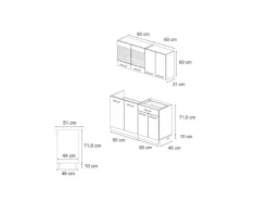 Miniküchen|Single-Küchen<Vicco R-Line Mini-Küche Schwarz Beton/Anthrazit 140 cm AP Anthrazit ohne E-Geräte Beton Anthrazit