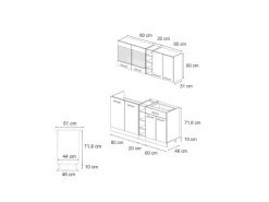 Sale Vicco R-Line Mini-Küche 160 cm AP Marmor ohne E-Geräte Single-Küchen|Miniküchen