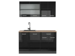 New Vicco R-Line Mini-Küche /Anthrazit 140 cm ohne Arbeitsplatte ohne E-Geräte Schwarz Hochglanz