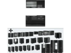 New Vicco R-Line Mini-Küche /Anthrazit 140 cm ohne Arbeitsplatte ohne E-Geräte Schwarz Hochglanz
