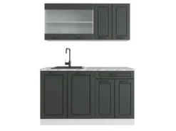 Online Vicco R-Line Singleküche Anthrazit Landhaus/Weiß 140 cm AP Marmor ohne E-Geräte Single-Küchen