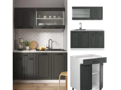 Online Vicco R-Line Singleküche Anthrazit Landhaus/Weiß 140 cm AP Marmor ohne E-Geräte Single-Küchen