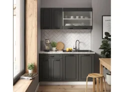 Online Vicco R-Line Singleküche Anthrazit Landhaus/Weiß 140 cm AP Marmor ohne E-Geräte Single-Küchen