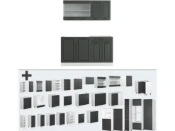Online Vicco R-Line Singleküche Anthrazit Landhaus/Weiß 140 cm AP Marmor ohne E-Geräte Single-Küchen
