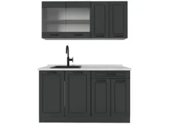 Clearance Vicco R-Line Singleküche Landhaus/ 140 cm AP Marmor ohne E-Geräte Single-Küchen