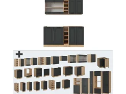Single-Küchen|Miniküchen<Vicco R-Line Singleküche Anthrazit Landhaus/Goldkraft Eiche 160 cm AP Anthrazit ohne E-Geräte Anthrazit Struktur