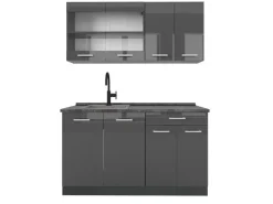 Single-Küchen|Miniküchen<Vicco R-Line Singleküche Hochglanz/ 140 cm AP ohne E-Geräte Anthrazit