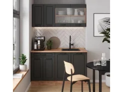 Discount Vicco R-Line Singleküche Anthrazit Landhaus/Goldkraft Eiche 140 cm AP Anthrazit ohne E-Geräte Anthrazit Struktur