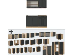 Discount Vicco R-Line Singleküche Anthrazit Landhaus/Goldkraft Eiche 140 cm AP Anthrazit ohne E-Geräte Anthrazit Struktur