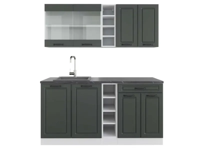 Sale Vicco R-Line Singleküche Anthrazit Landhaus/Weiß 160 cm AP Anthrazit ohne E-Geräte Single-Küchen|Herde