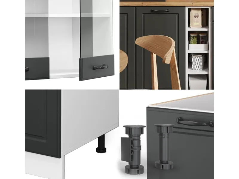 Sale Vicco R-Line Singleküche Anthrazit Landhaus/Weiß 160 cm AP Anthrazit ohne E-Geräte Single-Küchen|Herde