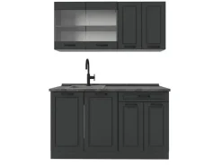 Clearance Vicco R-Line Singleküche Landhaus/ 140 cm AP ohne E-Geräte Anthrazit