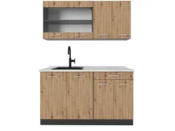 Discount Vicco R-Line Singleküche Artisan Eiche/Anthrazit 140 cm AP Marmor ohne E-Geräte Eiche Hell