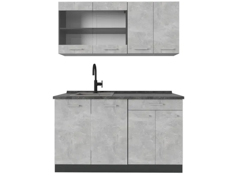 Hot Vicco R-Line Singleküche /Anthrazit 140 cm ohne Arbeitsplatte ohne E-Geräte Single-Küchen