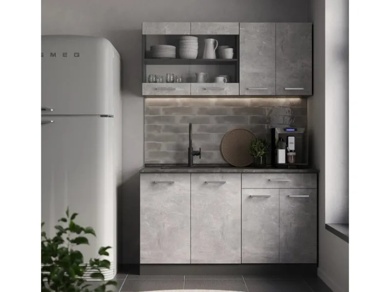 Hot Vicco R-Line Singleküche /Anthrazit 140 cm ohne Arbeitsplatte ohne E-Geräte Single-Küchen