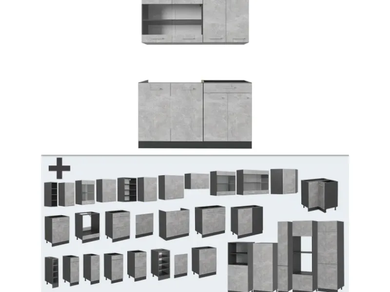 Hot Vicco R-Line Singleküche /Anthrazit 140 cm ohne Arbeitsplatte ohne E-Geräte Single-Küchen
