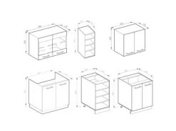 Outlet Vicco R-Line Singleküche Beton/Weiß 160 cm AP Eiche ohne E-Geräte Single-Küchen|Einbauküchen