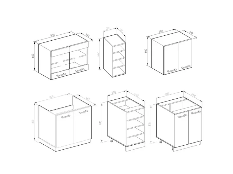 Outlet Vicco R-Line Singleküche Beton/Weiß 160 cm AP Eiche ohne E-Geräte Single-Küchen|Einbauküchen