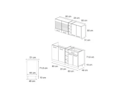 Discount Vicco R-Line Singleküche /Goldkraft Eiche 160 cm AP Anthrazit ohne E-Geräte Beton