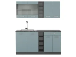 Discount Vicco R-Line Single Küche Blau-Grau/Anthrazit 160 cm ohne Arbeitsplatte ohne E-Geräte Single-Küchen