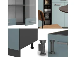 Single-Küchen<Vicco R-Line Singleküche Blau-Grau/Anthrazit 160 cm AP Eiche ohne E-Geräte Blaugrau