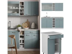 Single-Küchen<Vicco R-Line Single Küche Blau-Grau/Weiß 160 cm ohne Arbeitsplatte ohne E-Geräte Blaugrau