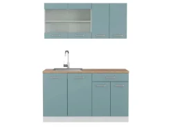 Hot Vicco R-Line Singleküche Blau-Grau/Weiß 140 cm AP Eiche ohne E-Geräte Single-Küchen