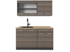 Single-Küchen|Kühlschränke<Vicco R-Line Singleküche /Anthrazit 140 cm ohne Arbeitsplatte ohne E-Geräte Edelgrau