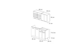 Single-Küchen|Kühlschränke<Vicco R-Line Singleküche /Anthrazit 140 cm ohne Arbeitsplatte ohne E-Geräte Edelgrau