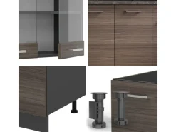 Single-Küchen|Kühlschränke<Vicco R-Line Singleküche /Anthrazit 140 cm ohne Arbeitsplatte ohne E-Geräte Edelgrau