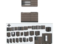 Single-Küchen|Kühlschränke<Vicco R-Line Singleküche /Anthrazit 140 cm ohne Arbeitsplatte ohne E-Geräte Edelgrau