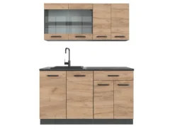 New Vicco R-Line SingleKüche Goldkraft Eiche/Anthrazit 140 cm AP Anthrazit ohne E-Geräte Single-Küchen|Miniküchen