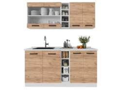 Discount Vicco R-Line Singleküche Goldkraft Eiche/Weiß 160 cm AP Eiche ohne E-Geräte