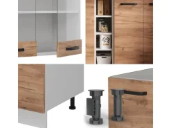 Discount Vicco R-Line Singleküche Goldkraft Eiche/Weiß 160 cm AP Eiche ohne E-Geräte