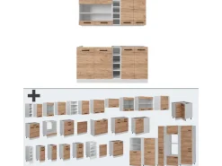 Discount Vicco R-Line Singleküche Goldkraft Eiche/Weiß 160 cm AP Eiche ohne E-Geräte